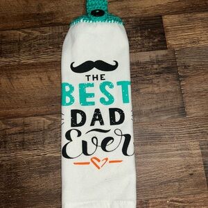 Best Dad Ever Kitchen Towel - White and Teal